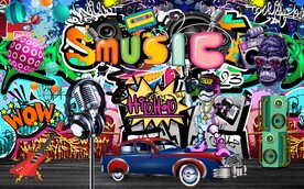 音乐涂鸦工装背景墙图片