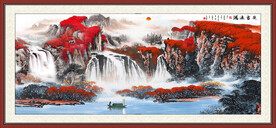 国画流水生财鸿运当头