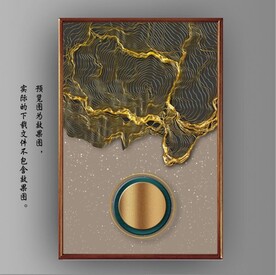 抽象金色山水风景玄关装饰画