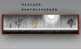 北欧风抽象麋鹿山水床头装饰画