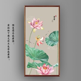 新中式水墨荷花国画玄关装饰画