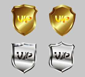 矢量金色银色盾牌徽章元素