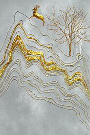 装饰画 麋鹿 抽象弧线