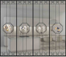 高清分层透明底推拉门打印图