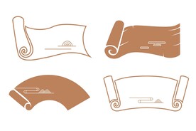 中式中国风古典云纹花纹扇形