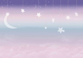 唯美北欧手绘卡通儿童星空壁画