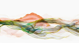 装饰画 弧线 新中式山水画