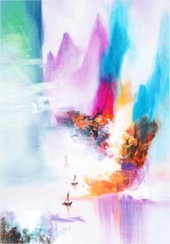 装饰画 抽象彩色山水画