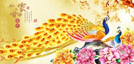 孔雀牡丹图