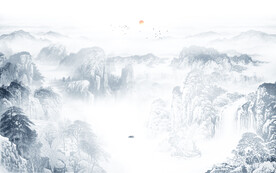 简约现代客厅山水背景墙