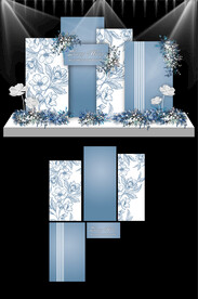 蓝色婚礼现场KT板