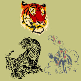 中国风老虎   骑马牛仔