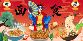 国潮面食背景墙