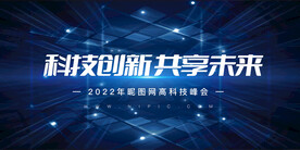 高端蓝色科技创新背景墙展板