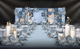 蓝色系婚礼仪式区