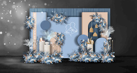 蓝色系婚礼迎宾区