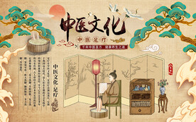 中医文化足浴背景设计