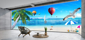 蓝天白云背景墙