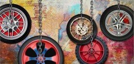 复古怀旧轮胎餐饮酒吧背景墙