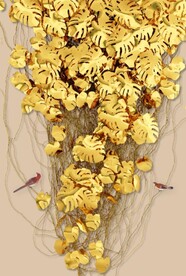 金色热带植物玄关装饰画