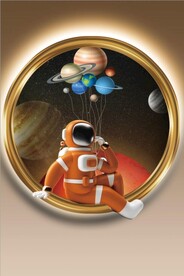 光影灯带宇航员镜中画装饰画