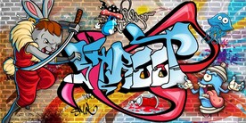 欧美风街头涂鸦餐饮酒吧背景墙