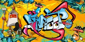 欧美风街头涂鸦餐饮酒吧背景墙