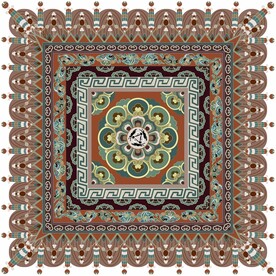 敦煌莫高窟壁画三兔团花纹藻井