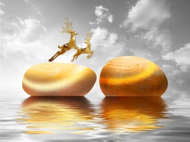 轻奢装饰画 麋鹿 石头