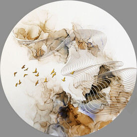 轻奢装饰画 金色抽象画 弧线