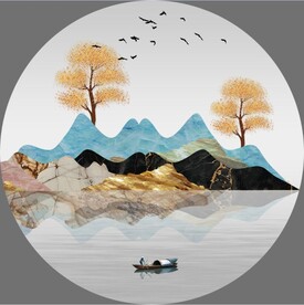 轻奢装饰画 新中式山水画 船