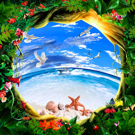 蓝天白云大海沙滩