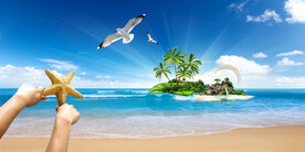 蓝天白云大海沙滩