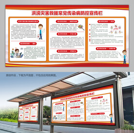 洪涝灾害救援常见传染病防控灯箱