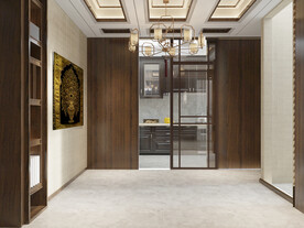 新中式餐厅背景墙 空景