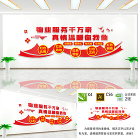 红色物业文化墙