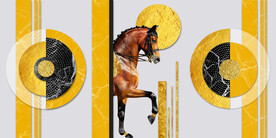 轻奢装饰画 马 大理石纹