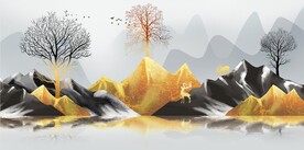 轻奢装饰画 新中式山水画