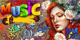 欧美风街头涂鸦餐饮酒吧背景墙