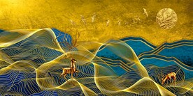 抽象金色三联画