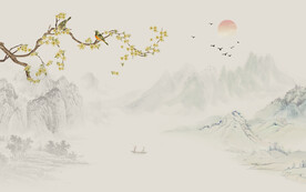 新中式花鸟画背景墙