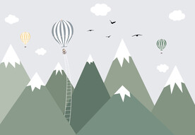 卡通儿童热气球背景墙壁画