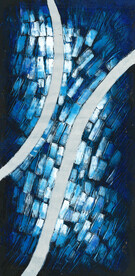 轻奢装饰画 抽象蓝色方块晶格