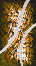 轻奢装饰画 抽象金色方块晶格