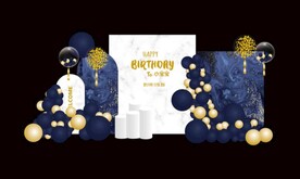 INS简约深蓝大理石主题宝宝宴