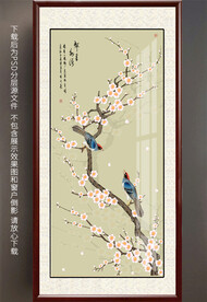 玄关梅花喜鹊装饰画