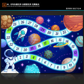 卡通宇航员太空星球数字游戏背景