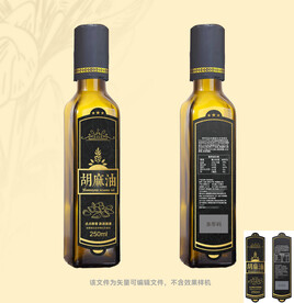 芝麻油香油包装标贴矢量图片