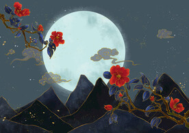 轻奢装饰画 新中式 月夜