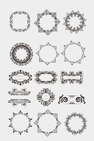欧式矢量圆形花纹边框花边